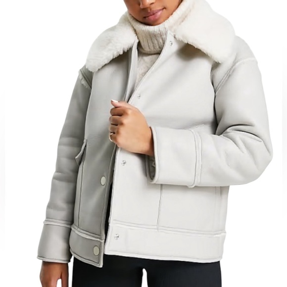 ASOS Women's Cream Shearling Jacket - Picture 1 of 13